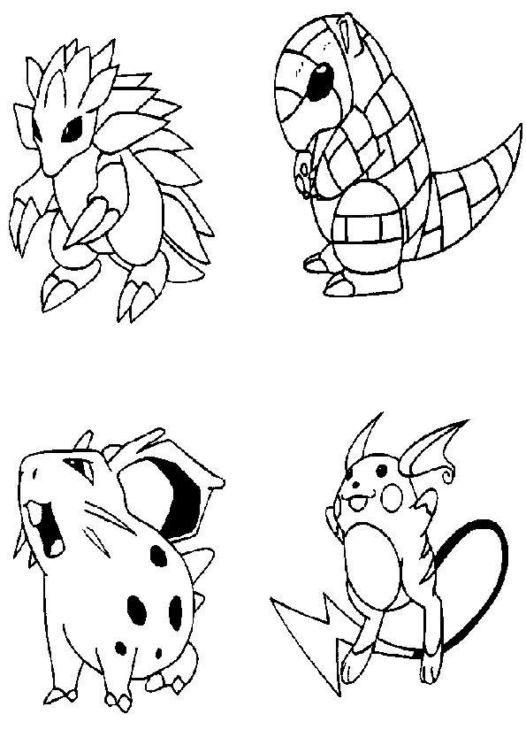 Quattro Pokemon da colorare gratuitamente