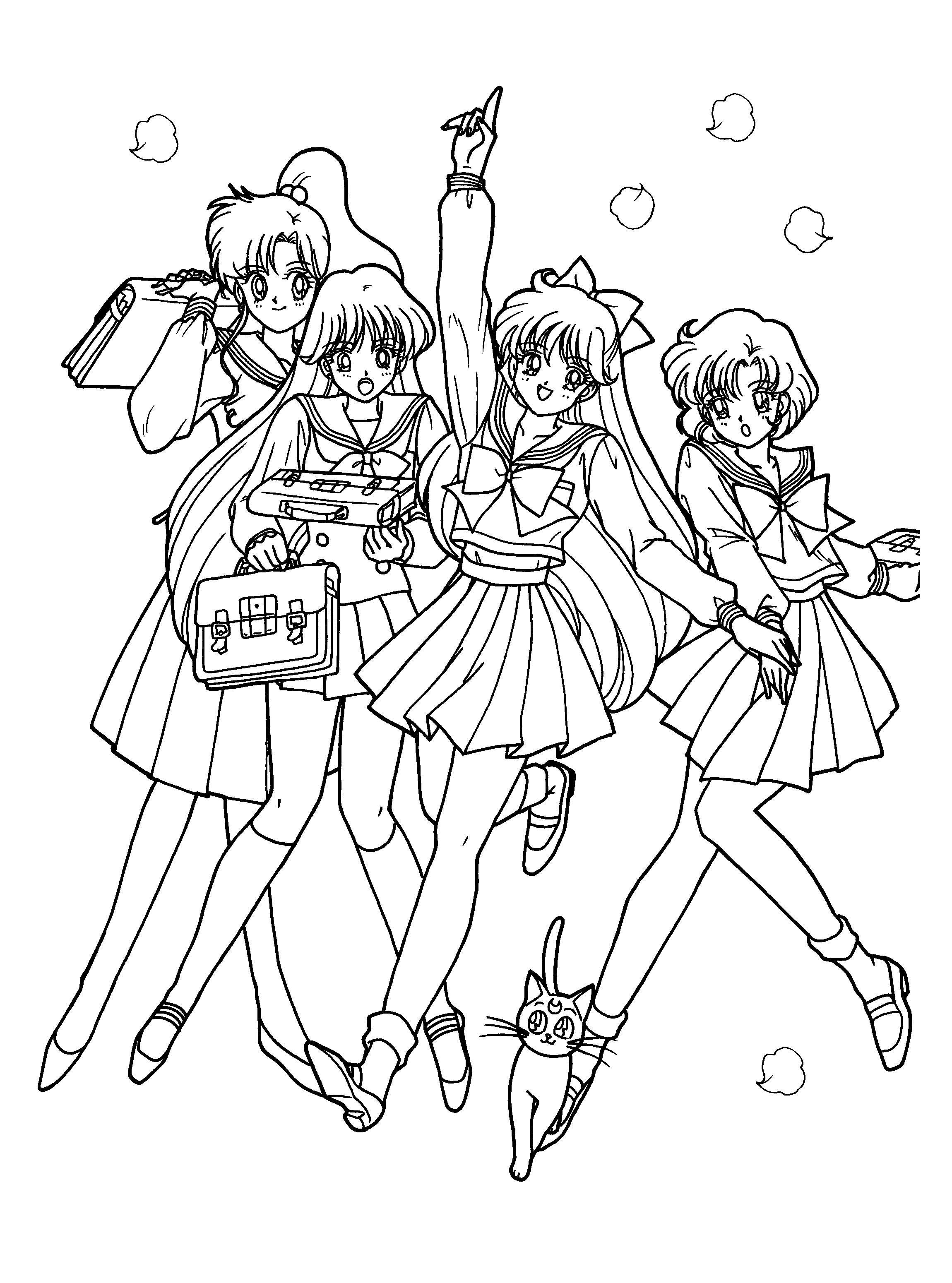 Quattro Sailor Moon da colorare gratis
