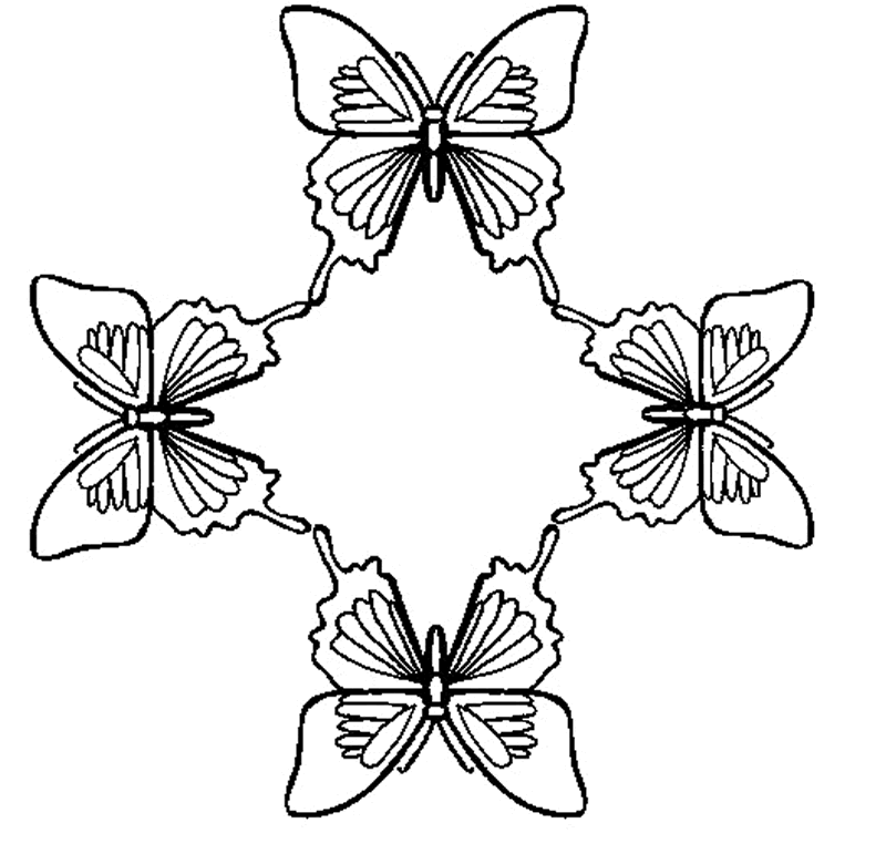 Quattro farfalle disegni da colorare per bambini