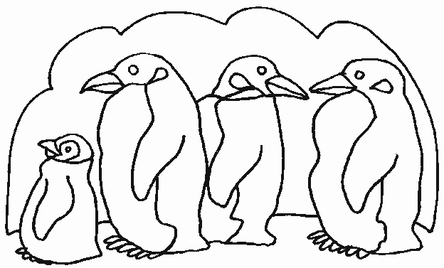 Quattro pinguini disegni da colorare facili