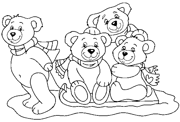 Quattro simpatici orsetti da colorare