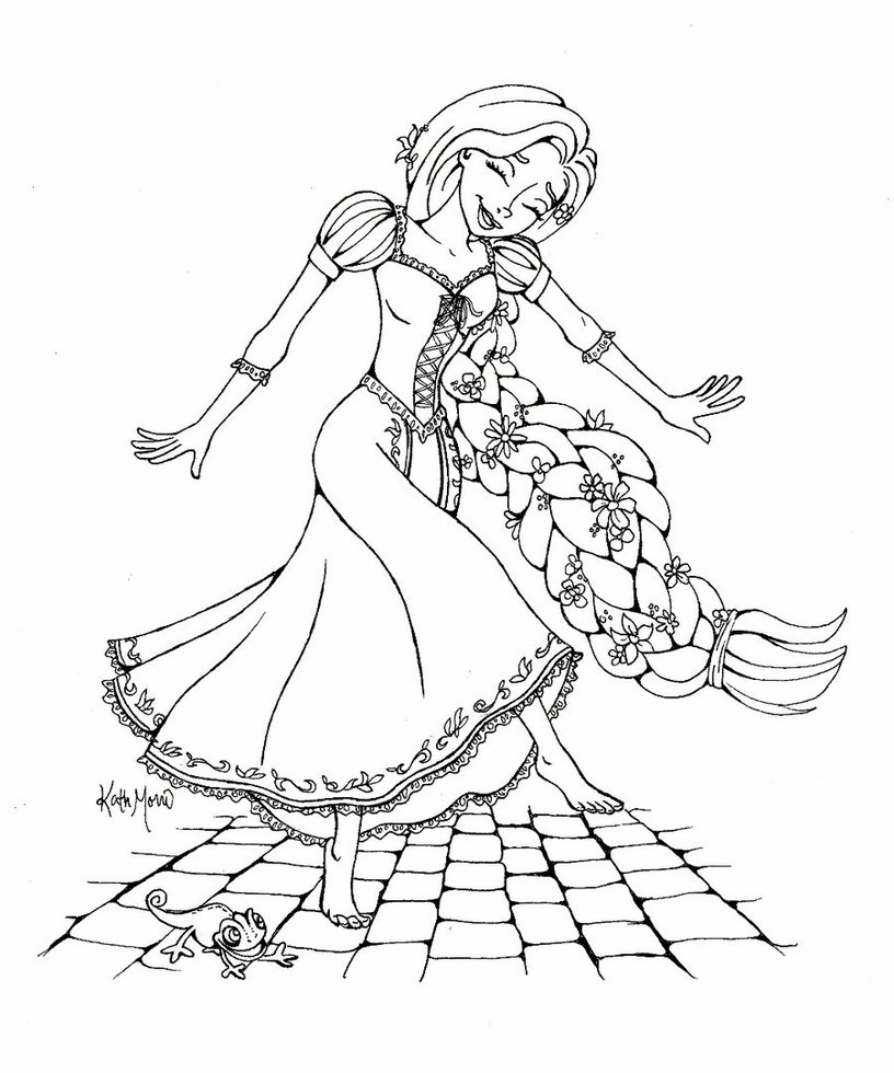Rapunzel che balla disegni da colorare gratis
