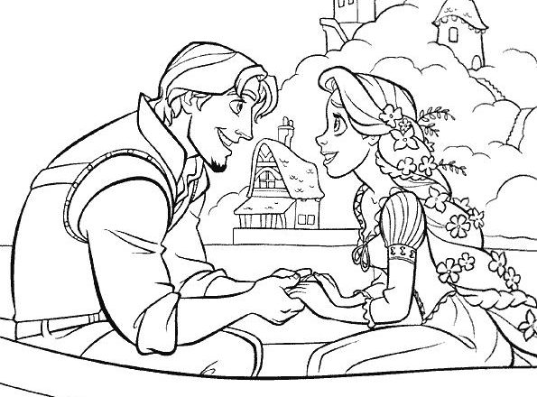 Rapunzel e Eugene disegni da colorare gratis