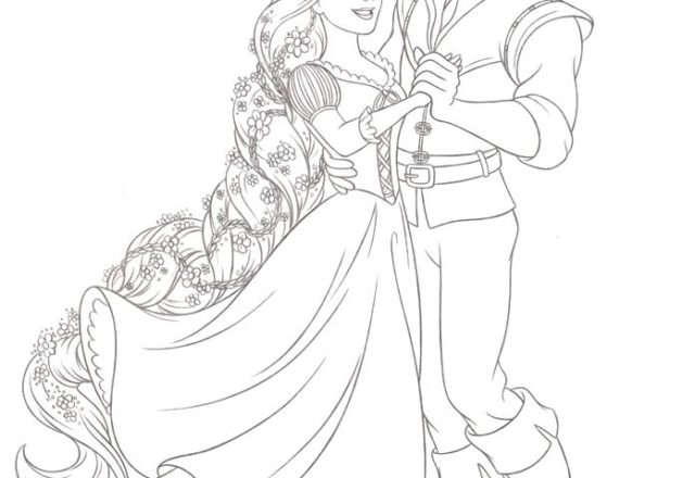 Rapunzel e Eugene felici disegni da colorare gratis