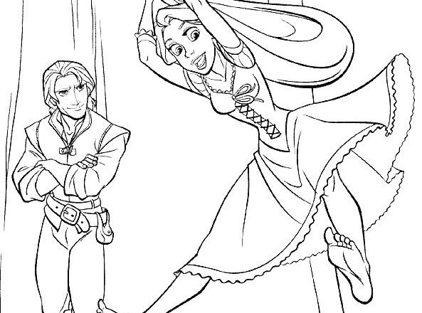 Rapunzel e Flynn disegni da colorare gratis