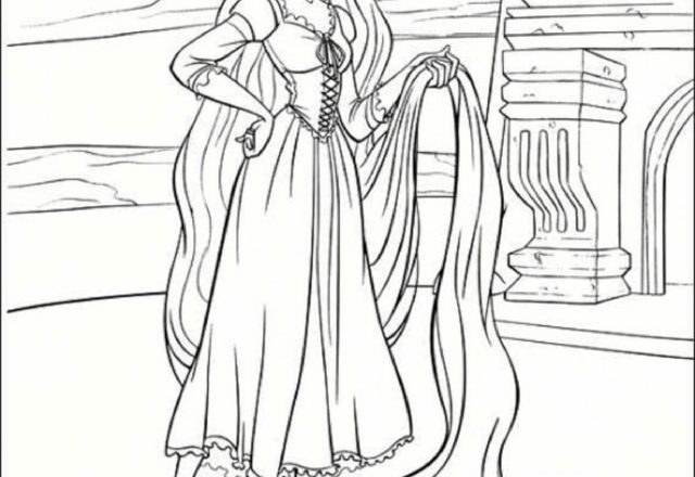 Rapunzel e i suoi lunghi capelli disegni da colorare gratis