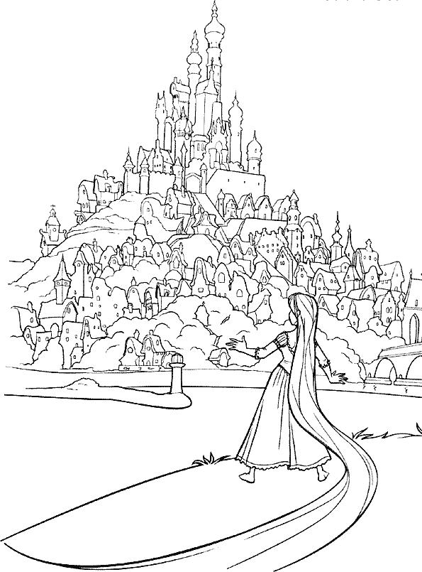 Rapunzel e il paesaggio disegni da colorare gratis