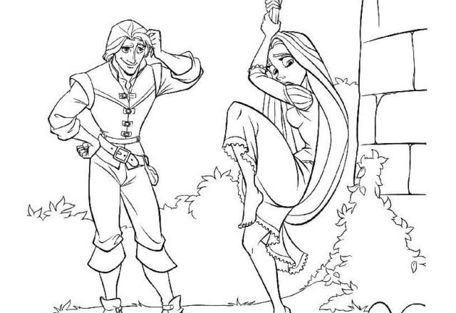 Rapunzel scesa dalla torre disegni da colorare gratis