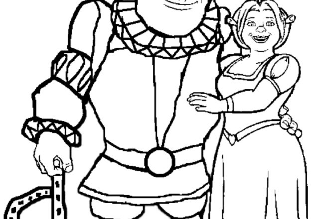 Re Shrek e Regina Fiona disegni da colorare per bambini