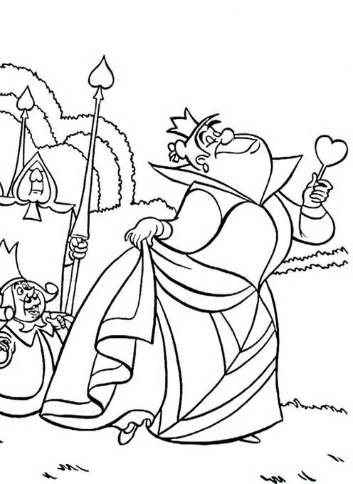Regina di cuori e re Alice nel paese delle meraviglie disegno da colorare gratis