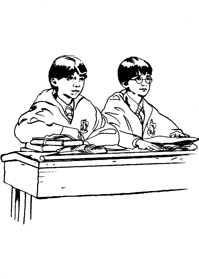 Ron ed Harry a lezione Harry Potter da colorare