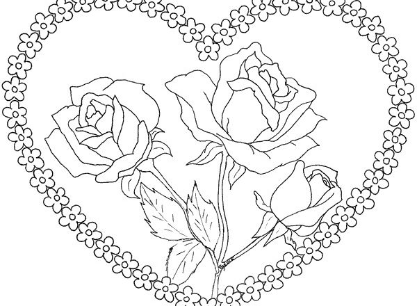 Rose nel cuore disegno da colorare