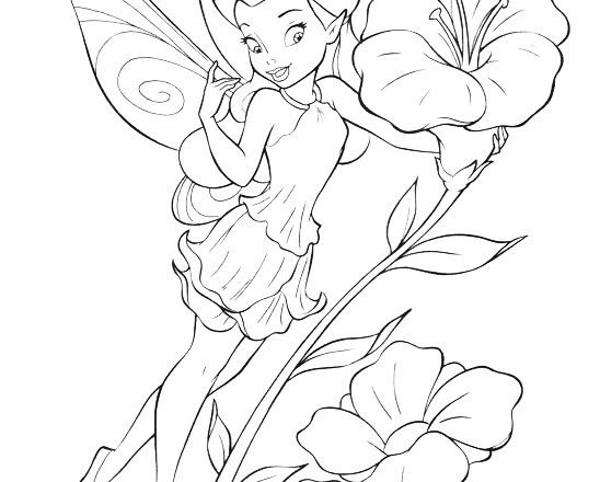 Rosetta vicino ai fiori disegni da colorare Disney Fairies