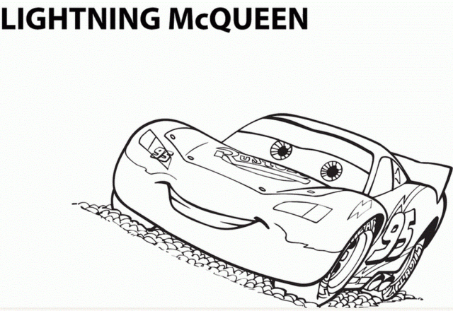 Saetta McQueen con nome Cars disegno da colorare