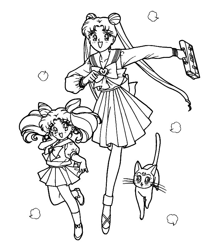 Sailor Moon Luna e Chibiusa da colorare gratis