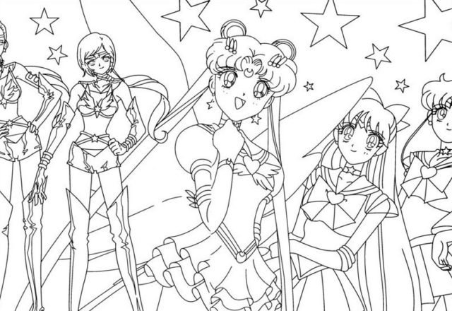 Sailor Moon Sailor Mercury e Sailor Neptune disegni da colorare gratis per le bambine