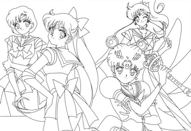 Sailor Moon Sailor Pluto e Sailor Jupiter all’ attacco disegni da colorare gratis