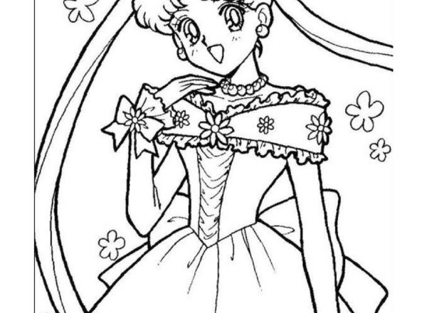 Sailor Moon con vestito da sposa disegni da colorare per bambine