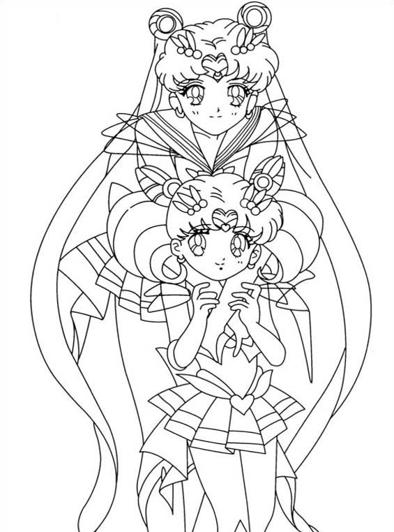 Sailor Moon e Chibiusa trasformate disegni da colorare per bambine