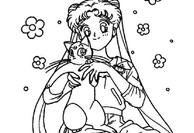 Sailor Moon e Luna disegni da stampare e colorare per bambine