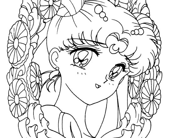 Sailor Moon in cornice di fiori disegni da colorare gratis