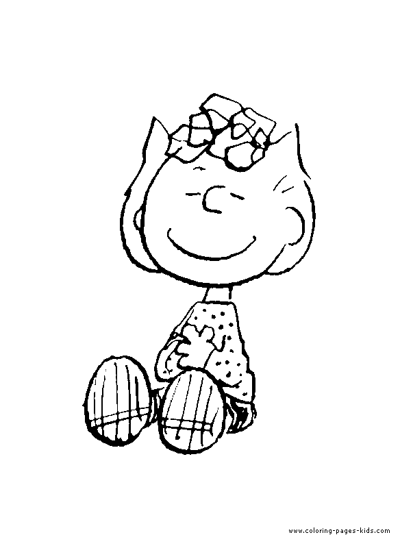 Sally Brown seduta personaggio Charlie Brown da colorare