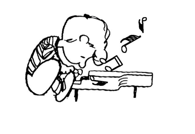 Schroeder che suona il pianoforte disegno da colorare per bimbi