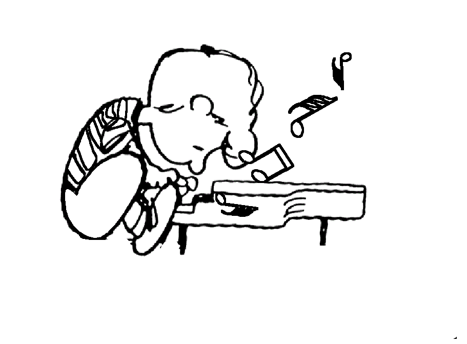 Schroeder che suona il pianoforte disegno da colorare per bimbi