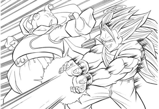Scontro tra Goku e Majin Bu disegno da colorare cartoni animati