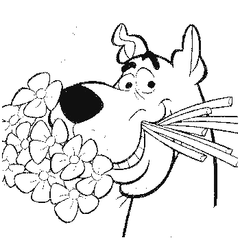 Scooby Doo con mazzo di fiori disegni da colorare cartoni animati