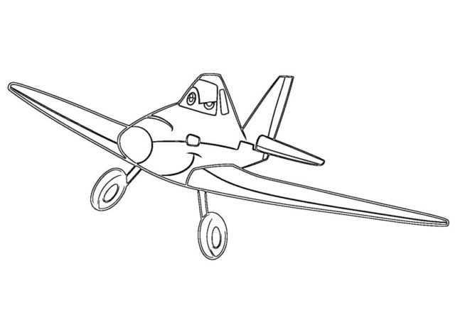 Semplice disegno da colorare Dusty personaggio Disney Planes
