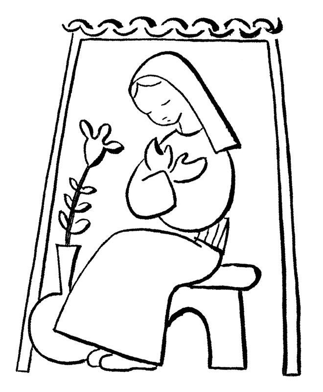 Semplice disegno da colorare Madonna Maria che prega