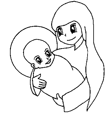 Semplice disegno da colorare Madonna con bambino