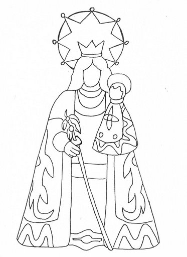 Semplice immagine da colorare Madonna con bambino