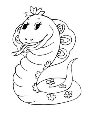 Serpente femmina da colorare per i bimbi