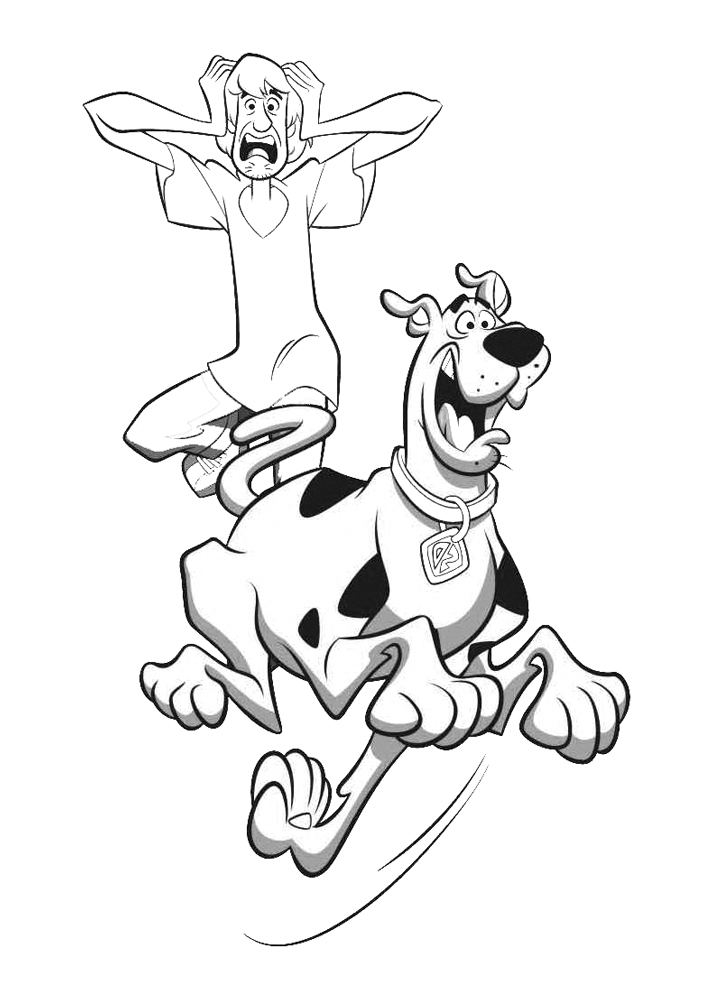Shaggy e Scooby Doo in fuga immagine da colorare