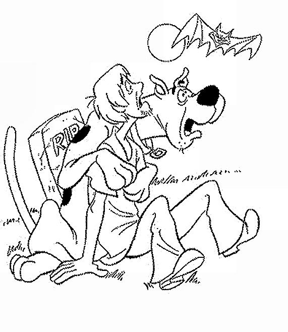 Shaggy e Scooby Doo spaventati disegno da colorare per bambini
