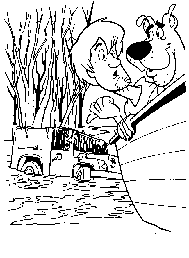 Shaggy e Scooby Doo sulla barca disegno da colorare e da stampare