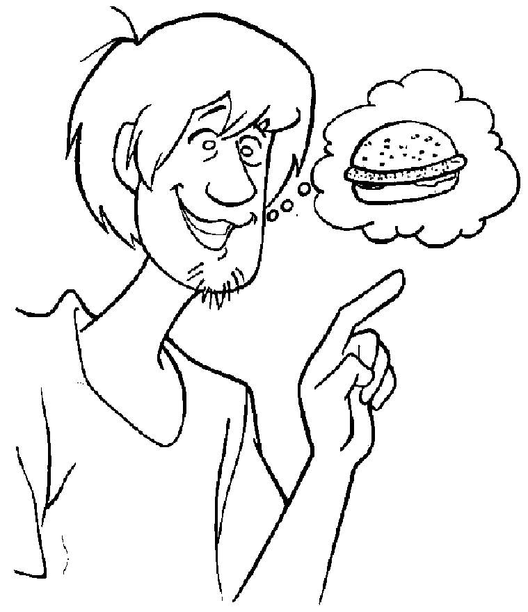 Shaggy sogna un hamburger disegno da colorare Scooby Doo