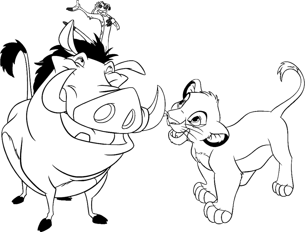 Simba, Timon e Pumba 2 disegni da colorare gratis