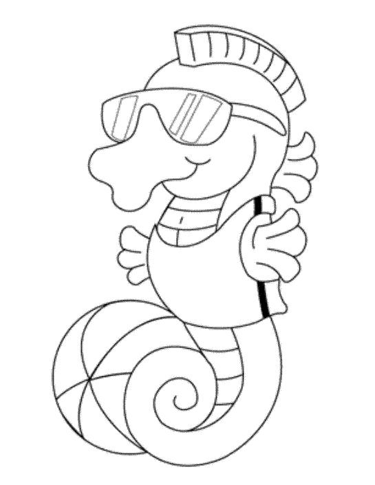 Simpatico cavalluccio marino con gli occhiali da sole