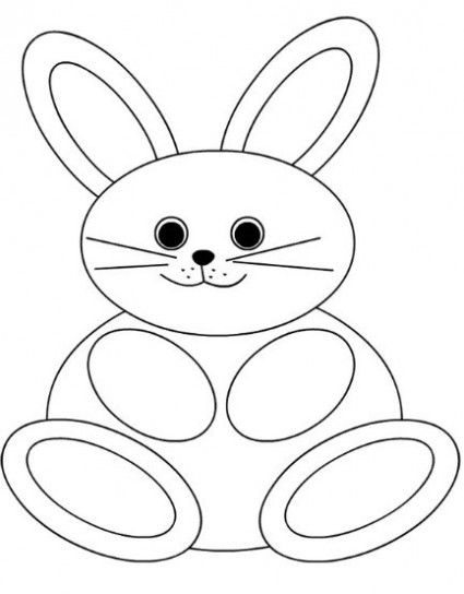 Simpatico coniglietto dalle forme tonde da stampare e da colorare
