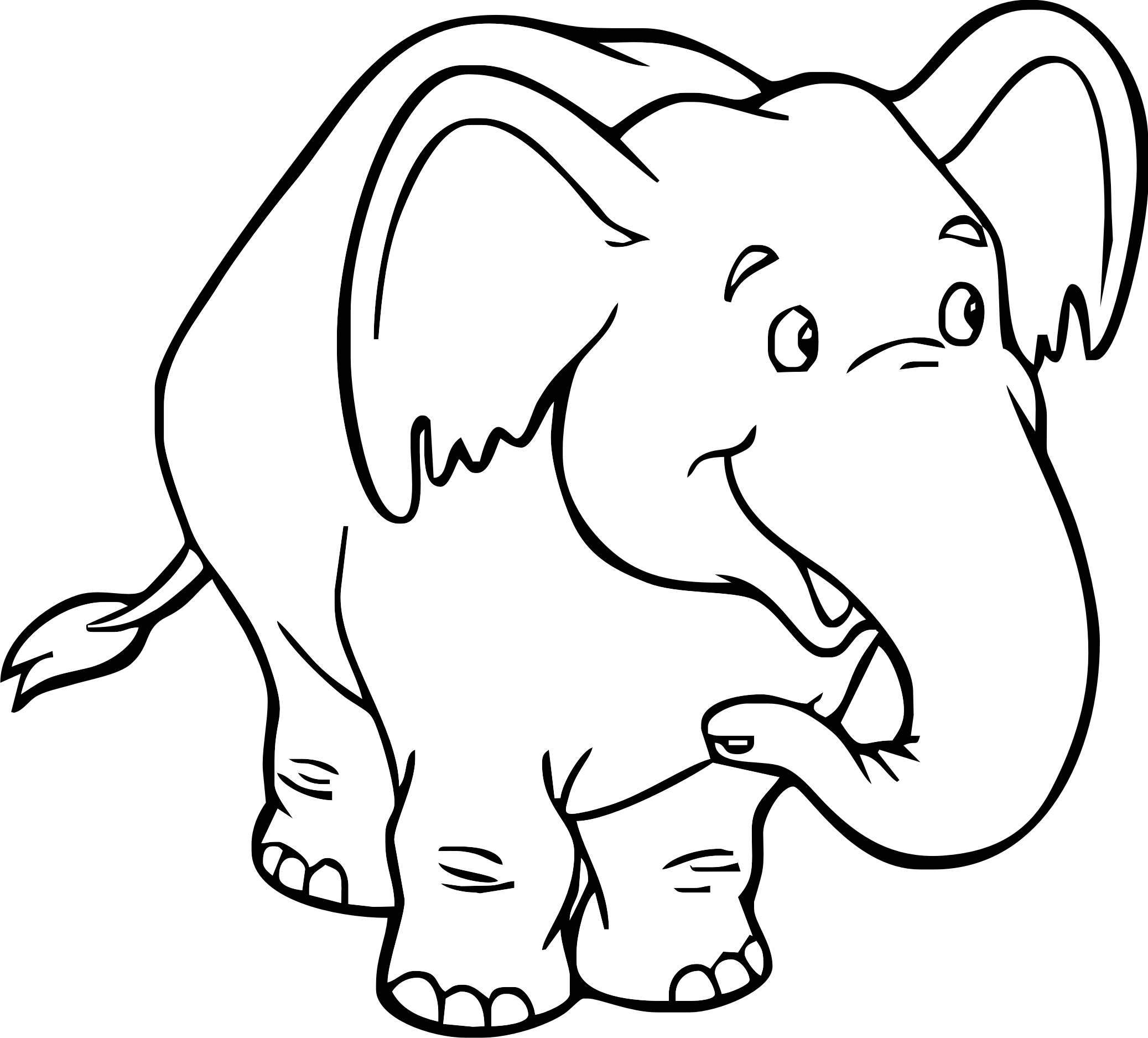 Simpatico elefante da colorare per bambini