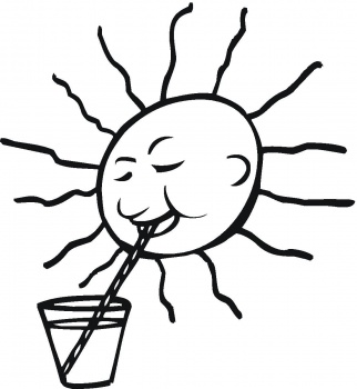 Sole che beve con la cannuccia disegno per bambini da colorare
