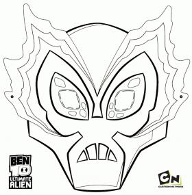 Sparacqua personaggio Ben 10 Ultimate Alien maschera disegno da colorare