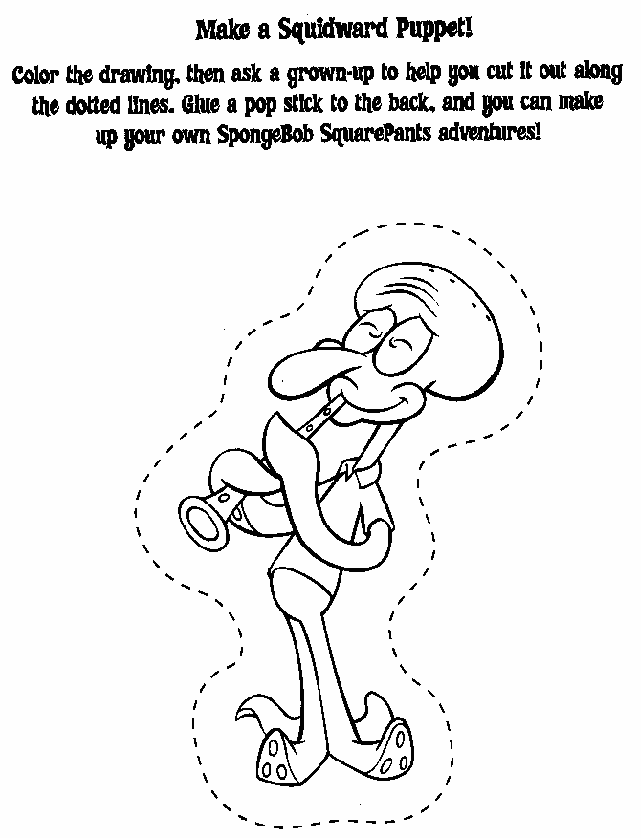 Squiddi Tentacolo personaggio Spongebob da colorare e da ritagliare