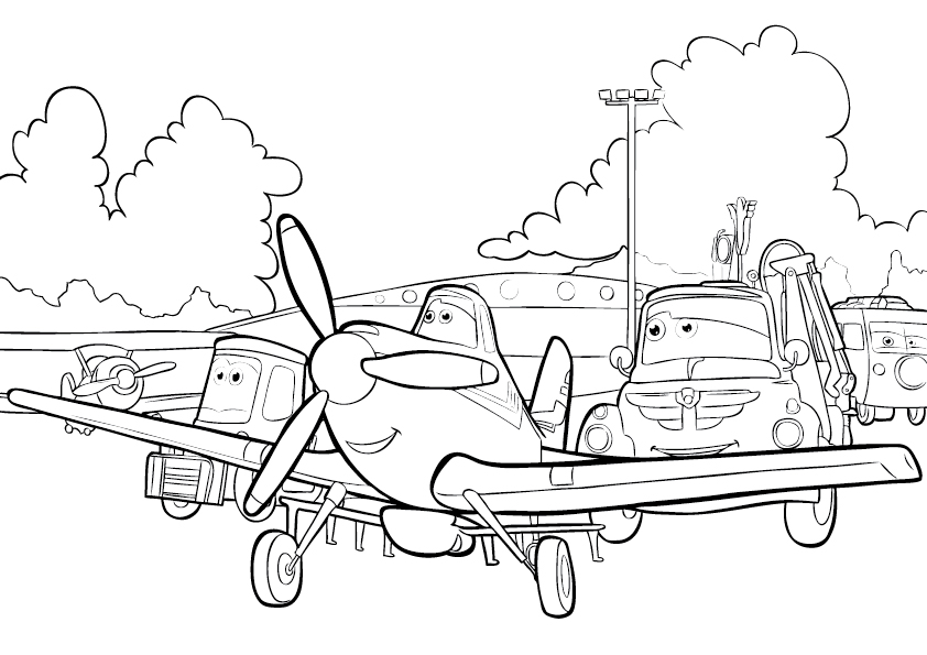 Stampa e colora gratis Dusty Crophopper di Disney Planes