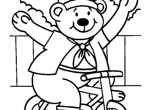 Stampa e colora l’ orso sulla sua bicicletta