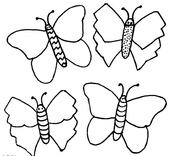 Stampa e colora quattro farfalle semplici disegni