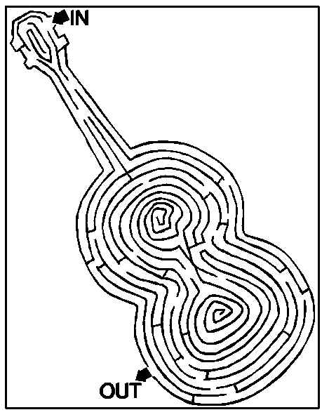 Stampa il labirinto per bambini a forma di chitarra